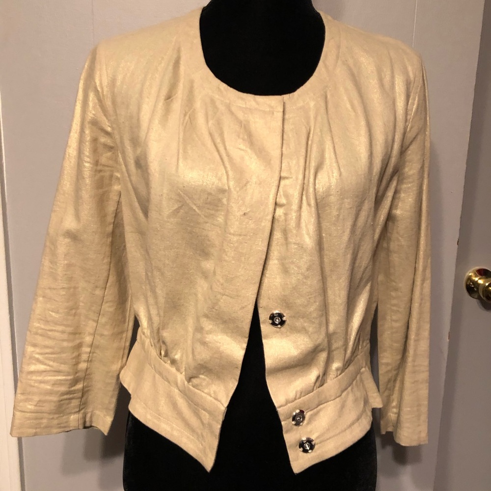 NWOT Gold Metallic Crop Jacket